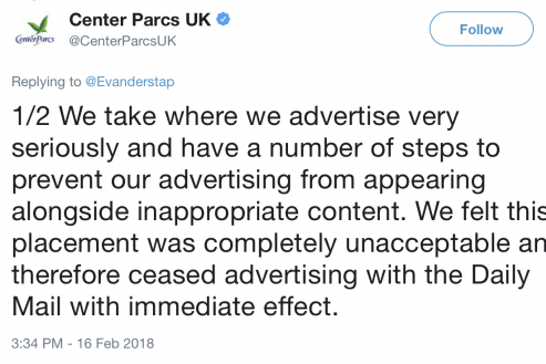 Center Parcs Tweet